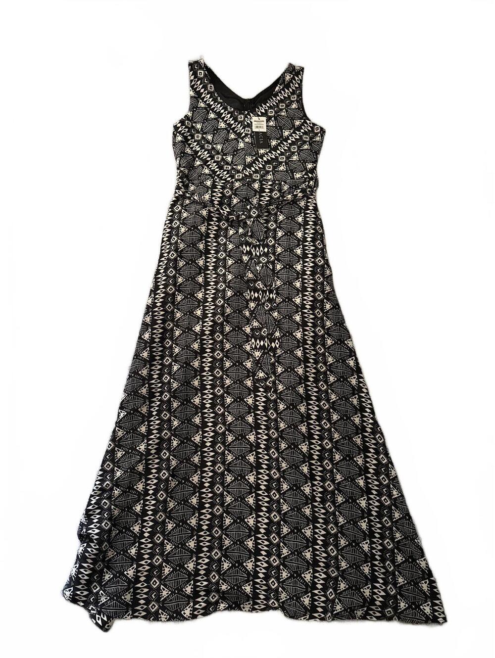 Gracia Monochrome Geometric Maxi Dress NWT Size S